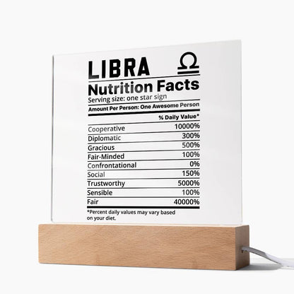 Libra nutrition facts Acrylic LED plaque for Libra friend zodiac gift – view 4