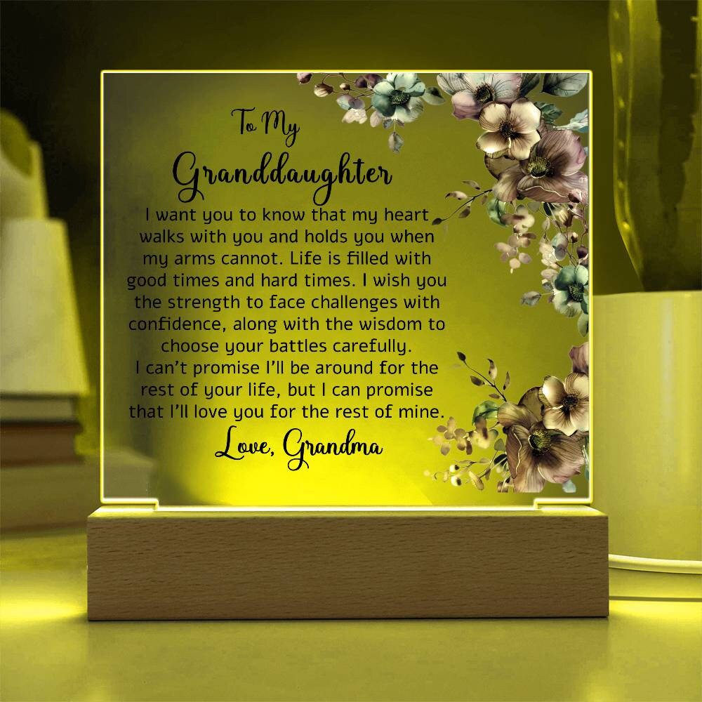 To my granddaughter floral Acrylic plaque gift from grandma – Xmas – view 3