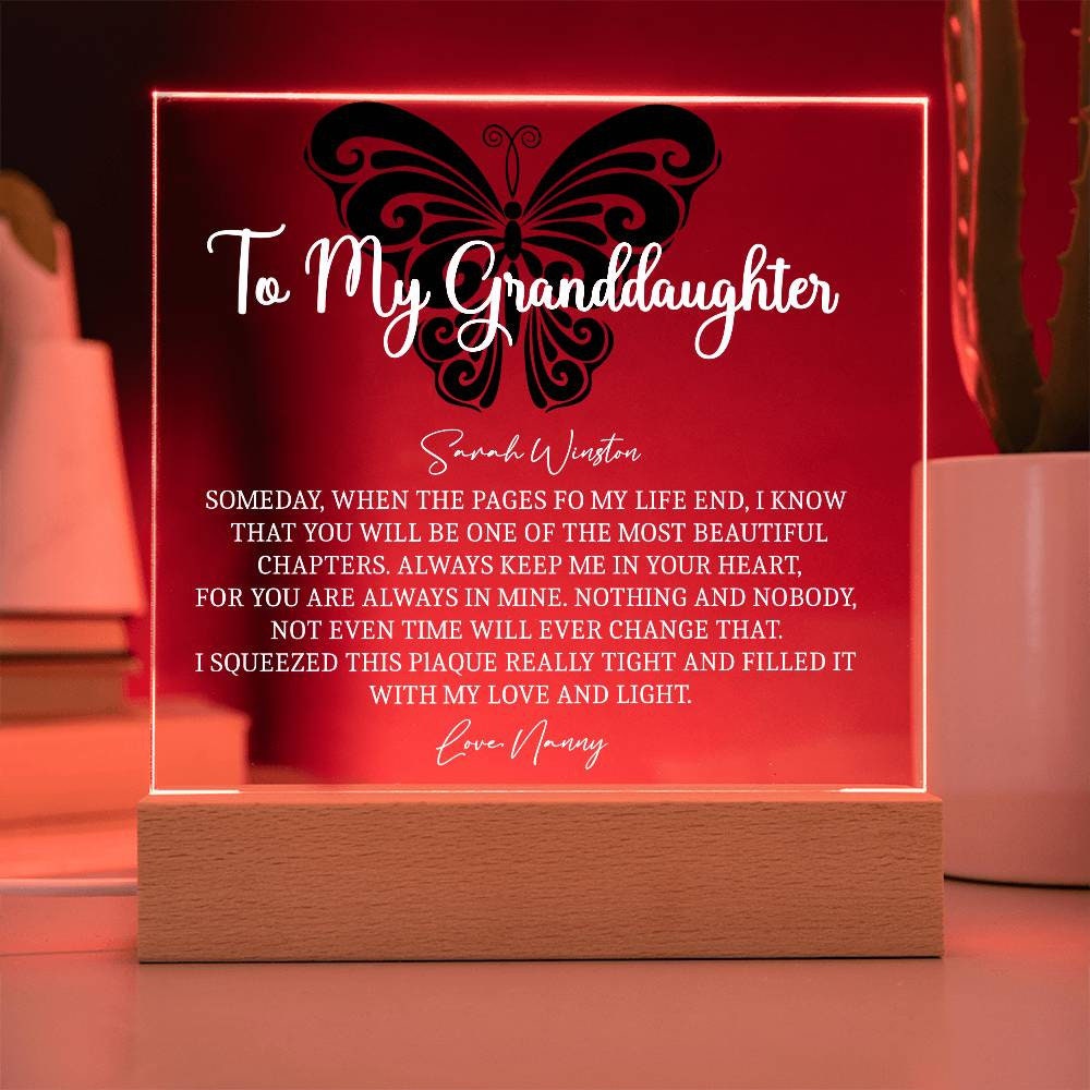 Granddaughter butterfly Square acrylic plaque gift from grandma – view 5