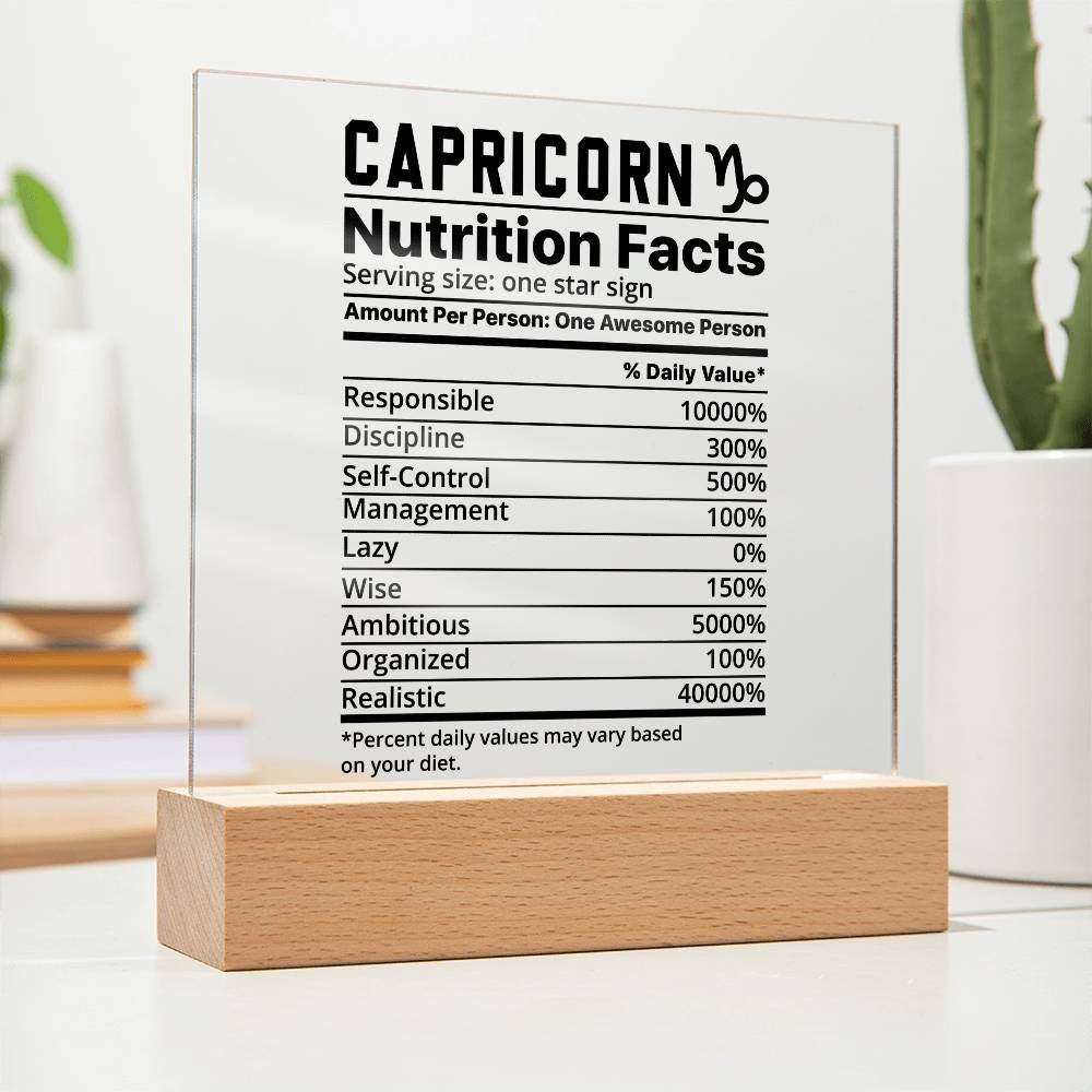 Capricorn nutrition facts Acrylic LED plaque for Capricorn friend – view 6