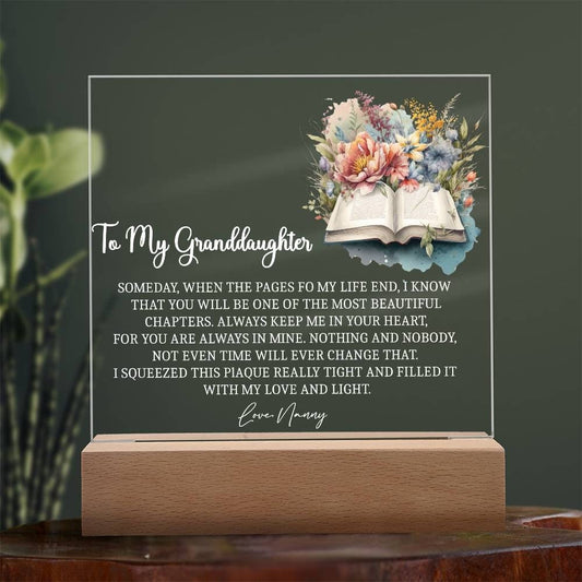 To my granddaughter Pages of my Life Acrylic plaque gift from grandma
