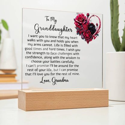 To My Granddaughter Floral Acrylic Plaque Gift from Grandma