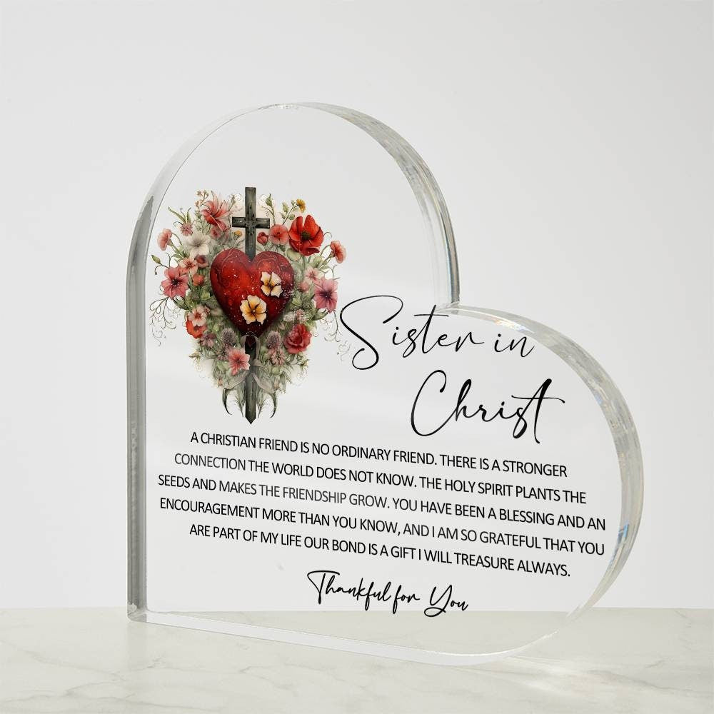 Christian friend Sister in Christ friendship heart Acrylic plaque – view 8