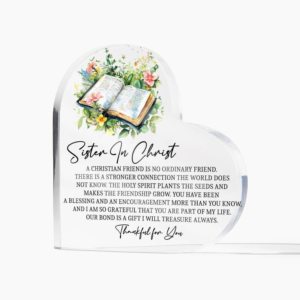 Sister in Christ religious friendship heart Acrylic plaque – view 5