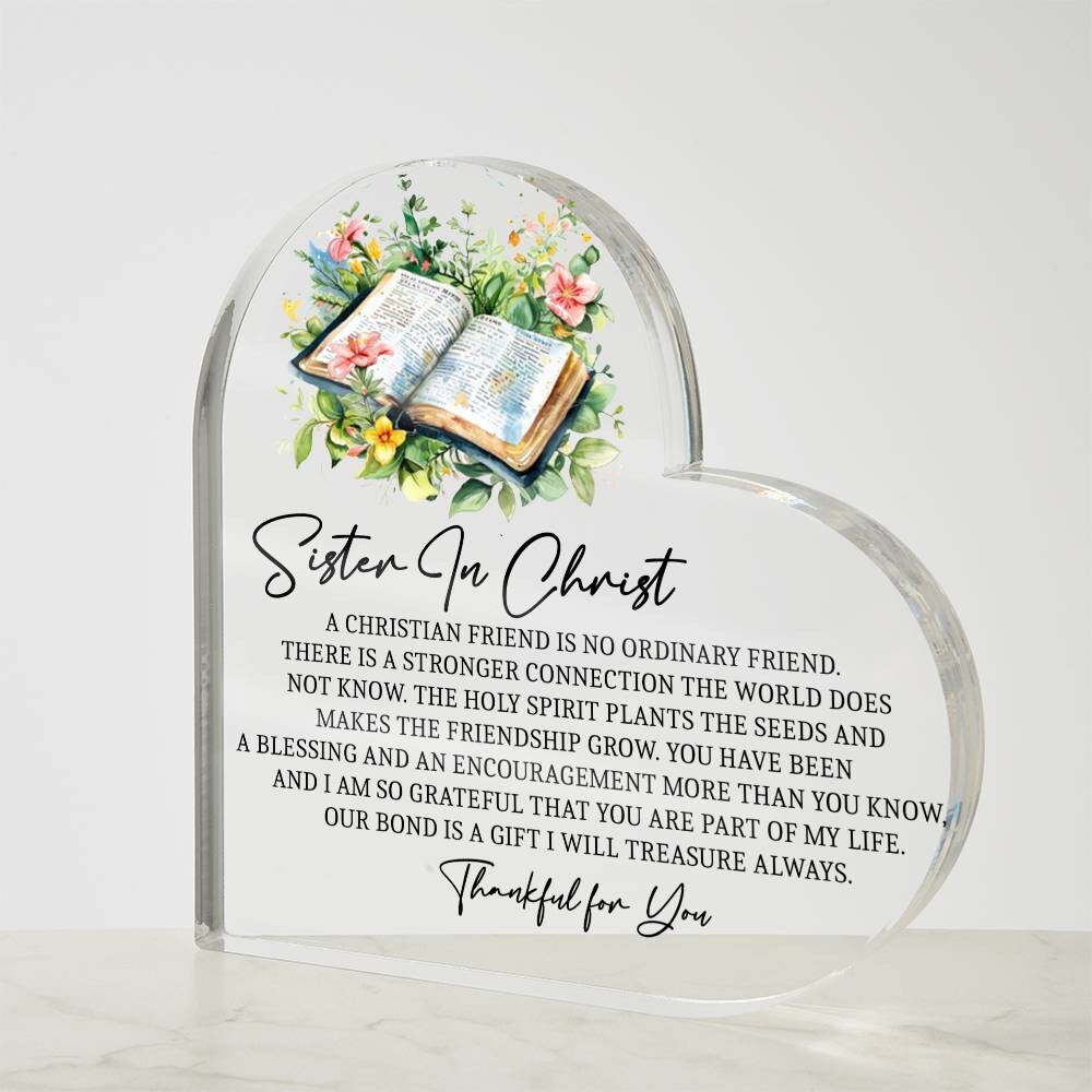 Sister in Christ religious friendship heart Acrylic plaque – view 7