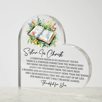 Sister in Christ religious friendship heart Acrylic plaque – view 7