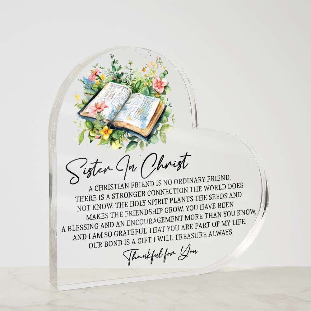 Sister in Christ religious friendship heart Acrylic plaque – view 6