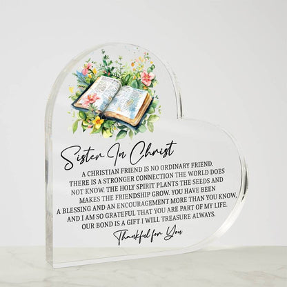 Sister in Christ religious friendship heart Acrylic plaque – view 6