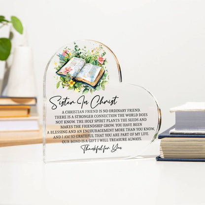 Sister in Christ religious friendship heart Acrylic plaque – view 3