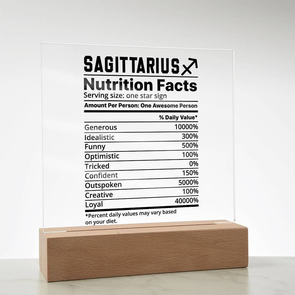 Sagittarius nutrition facts Acrylic LED plaque for Sagittarius friend – view 9