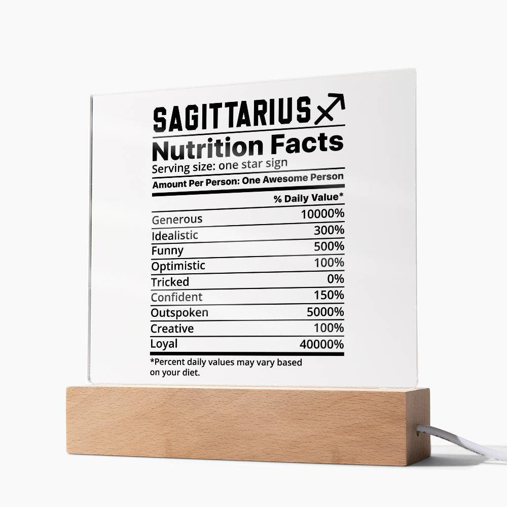 Sagittarius nutrition facts Acrylic LED plaque for Sagittarius friend – view 7