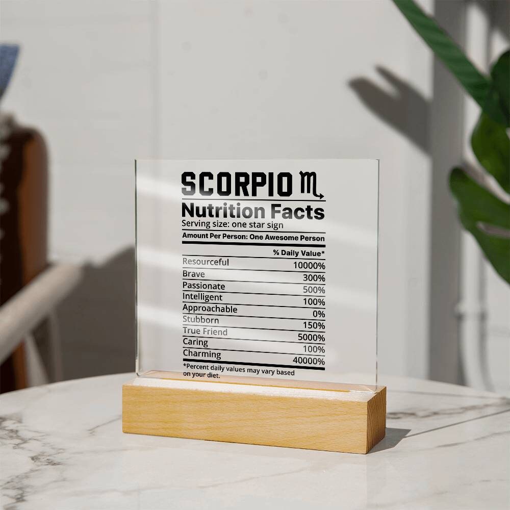 Scorpio nutrition facts Acrylic plaque – zodiac gifts charms – view 8