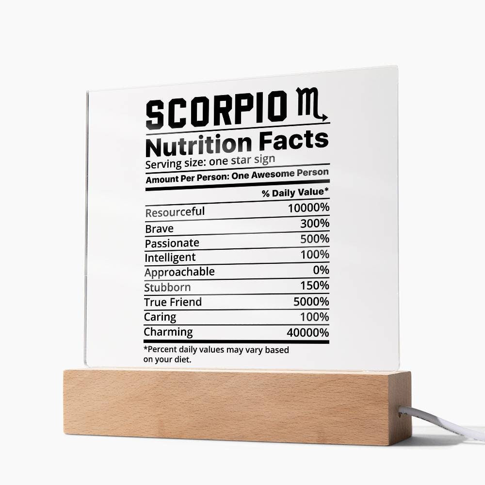Scorpio nutrition facts Acrylic plaque – zodiac gifts charms – view 6