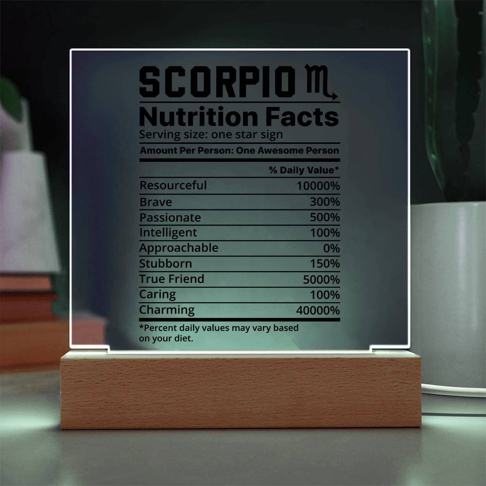 Scorpio nutrition facts Acrylic plaque – zodiac gifts charms – view 7
