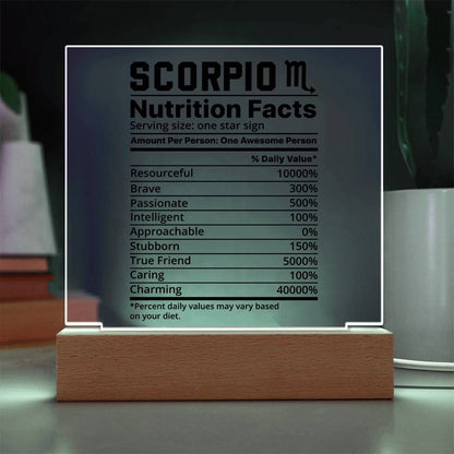 Scorpio nutrition facts Acrylic plaque – zodiac gifts charms – view 7