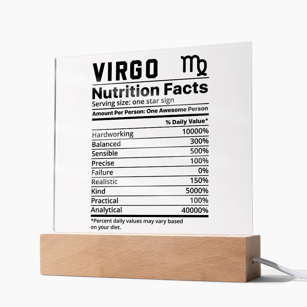 Virgo nutrition facts Acrylic LED plaque for virgo friend zodiac gift – view 6