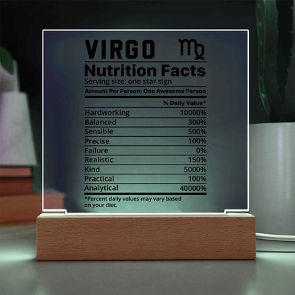 Virgo nutrition facts Acrylic LED plaque for virgo friend zodiac gift – view 9