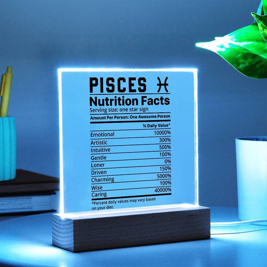 Pisces nutrition facts Acrylic LED plaque for Pisces friend zodiac – view 2