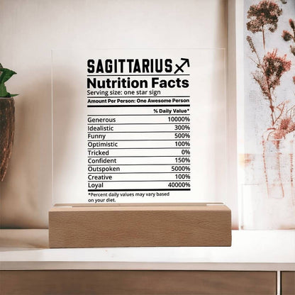 Sagittarius nutrition facts Acrylic LED plaque for Sagittarius friend