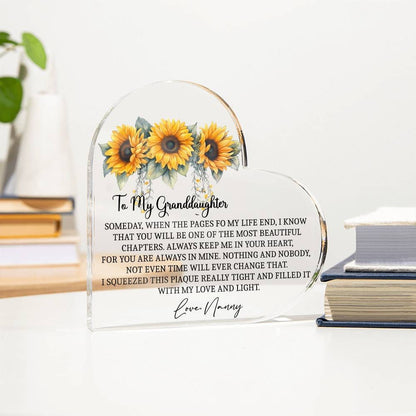 To my Granddaughter Sunflower Heart Acrylic plaque gift from nanny