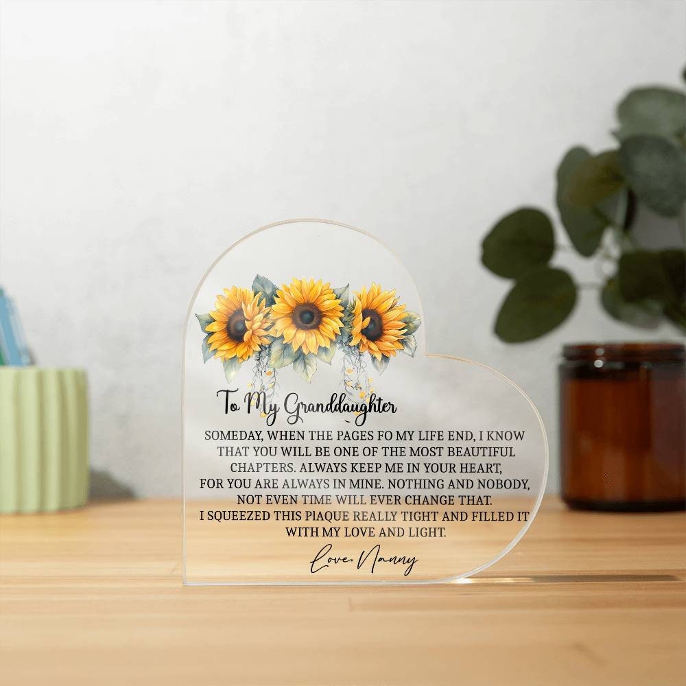 To my Granddaughter Sunflower Heart Acrylic plaque gift from nanny – view 7