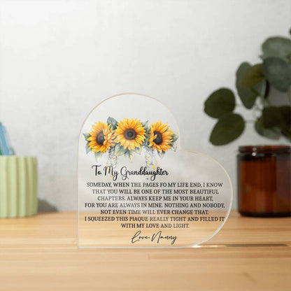 To my Granddaughter Sunflower Heart Acrylic plaque gift from nanny – view 7