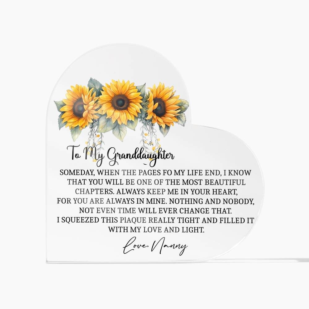 To my Granddaughter Sunflower Heart Acrylic plaque gift from nanny – view 5