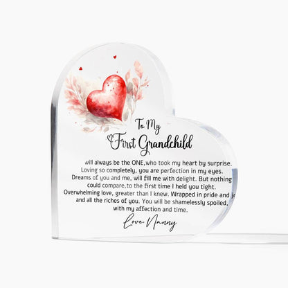 First Grandchild heart shaped plaque gift for new Grandma – view 2