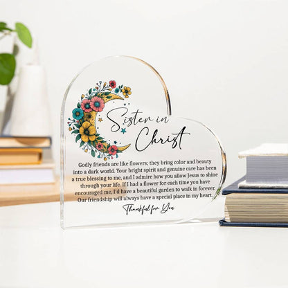 Sister in Christ friendship heart Acrylic plaque – view 2