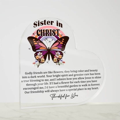 Sister in Christ butterfly heart acrylic plaque gifts for Christian – view 3