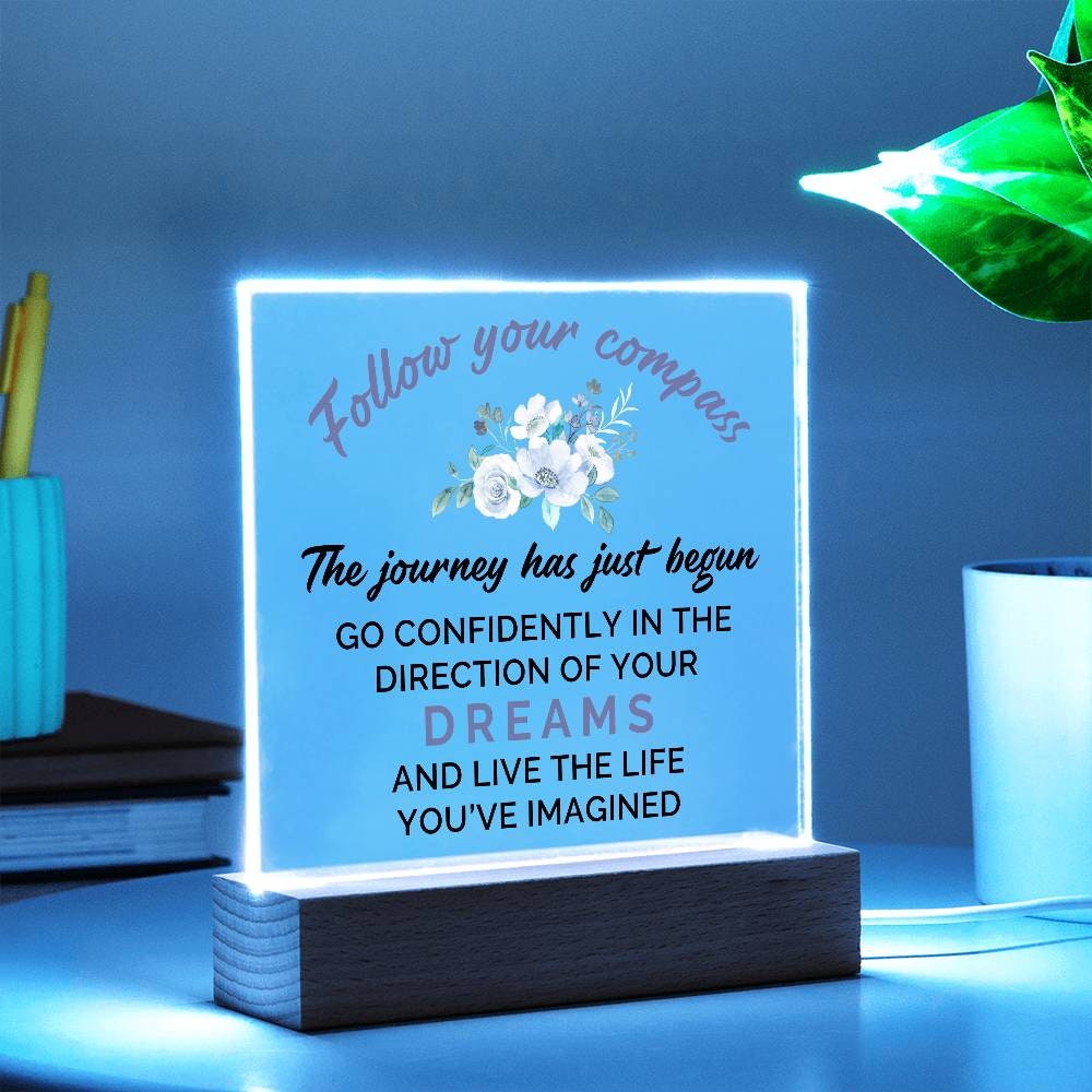 Follow Your Compass Graduation Plaque | Class of 2024 College Grad | Custom Plaque for High School Graduation |Congrats Graduate| University