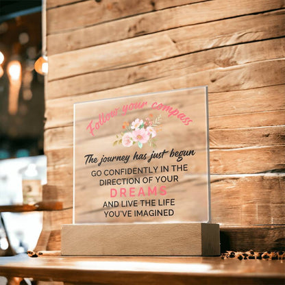 Follow Your Compass Graduation Plaque – Class of 2024 College Grad – view 3