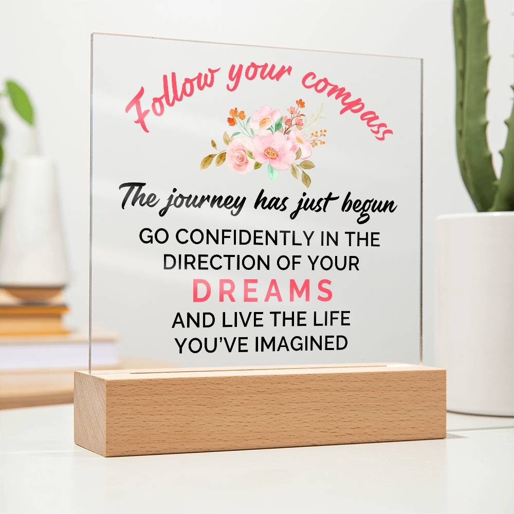 Follow Your Compass Graduation Plaque | Class of 2024 College Grad | Custom Plaque for High School Graduation |Congrats Graduate| University