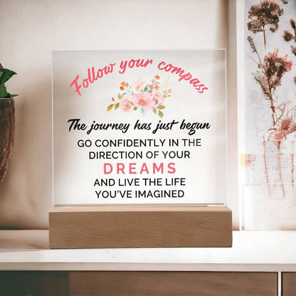 Follow Your Compass Graduation Plaque – Class of 2024 College Grad – view 2