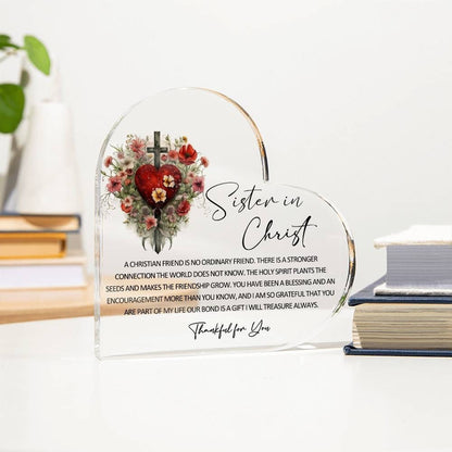 Christian friend Sister in Christ friendship heart Acrylic plaque