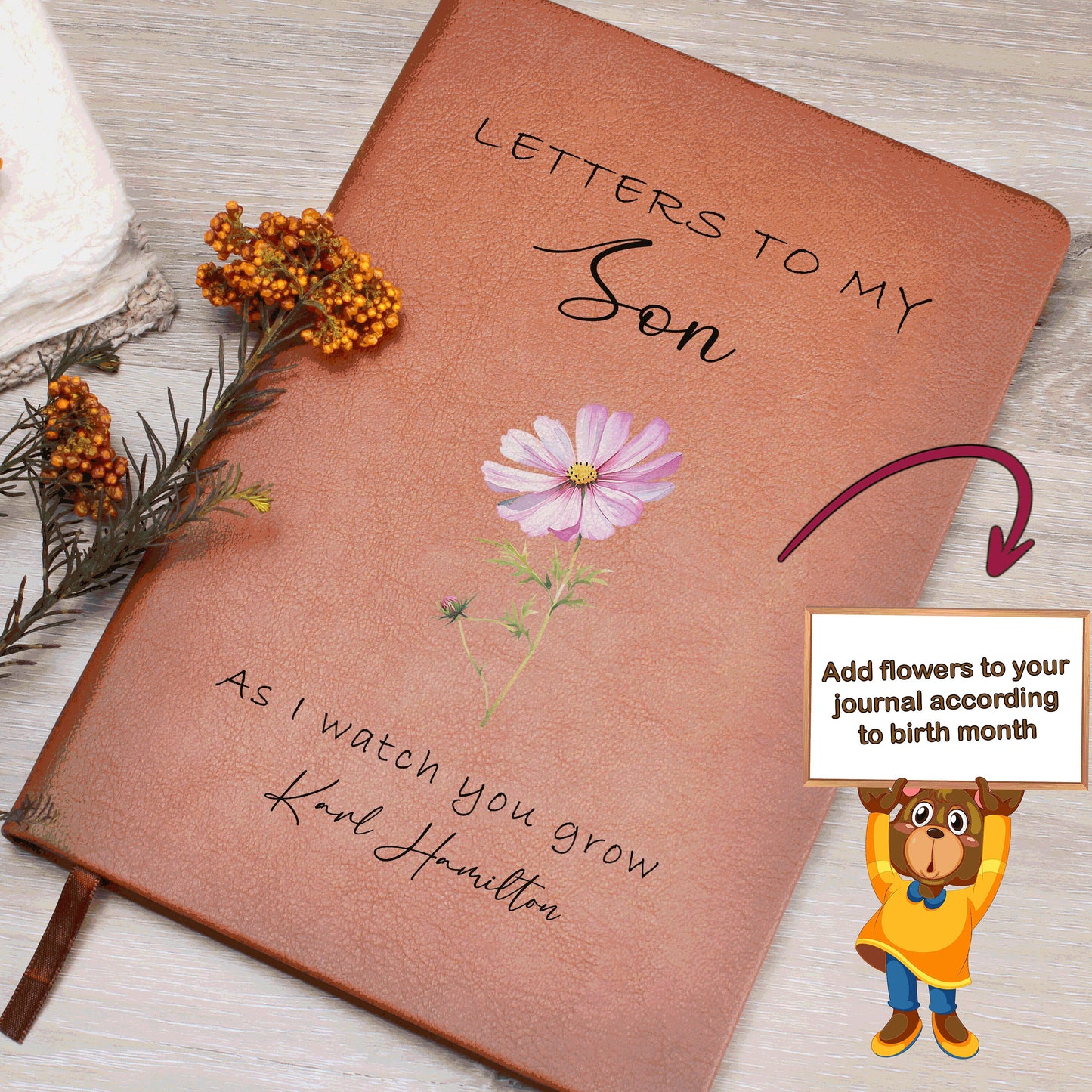 Letters to my Son Birth month flower Personalized Journal