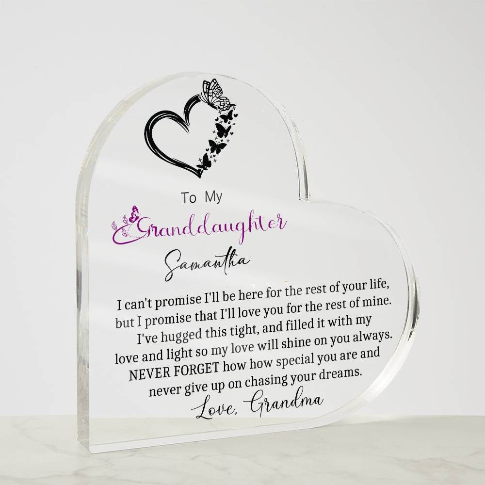 Granddaughter Butterfly Heart Acrylic Plaque gift from Grandma – view 6