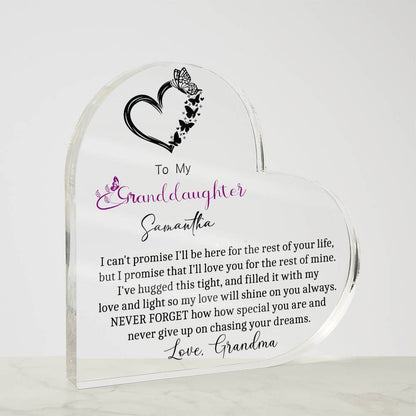 Granddaughter Butterfly Heart Acrylic Plaque gift from Grandma – view 6