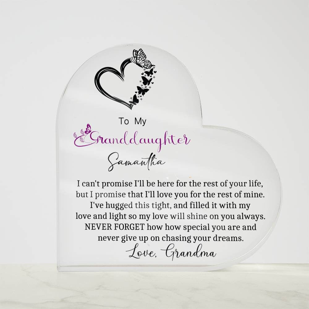 Granddaughter Butterfly Heart Acrylic Plaque gift from Grandma – view 5