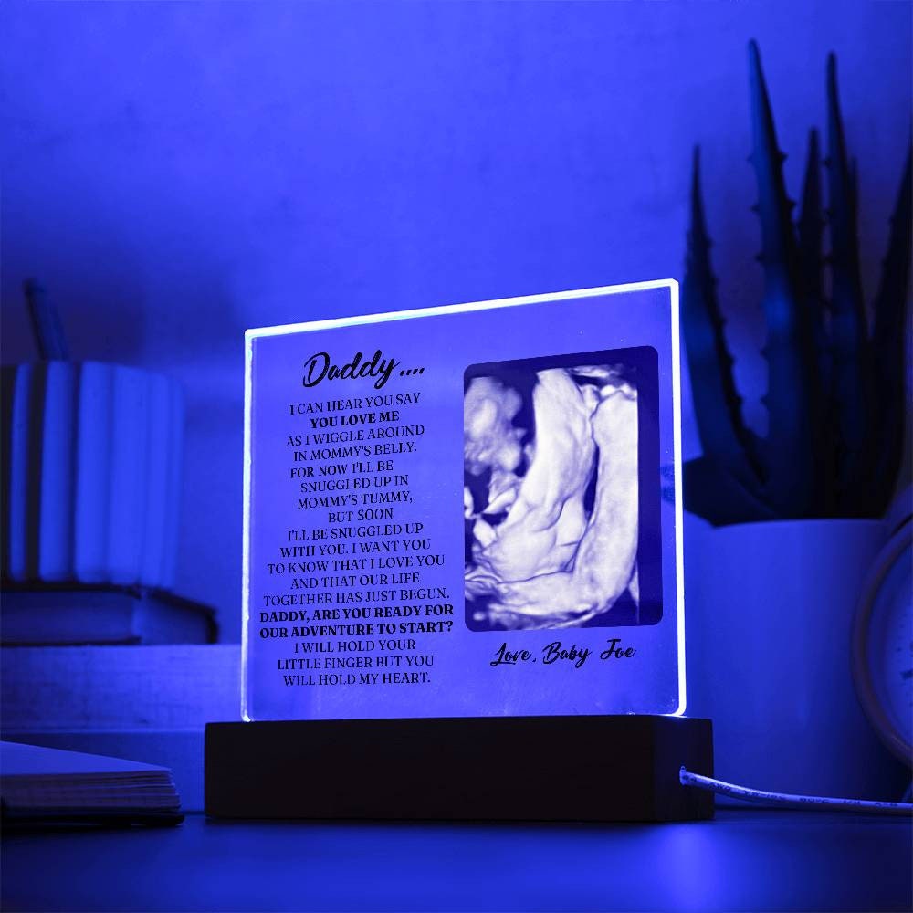 Square Acrylic Plaque First Time Dad Gift, New Dad Gift, Daddy to Be Gift, Pregnancy Gift from Bump, Pregnancy Gift, new father gift ideas