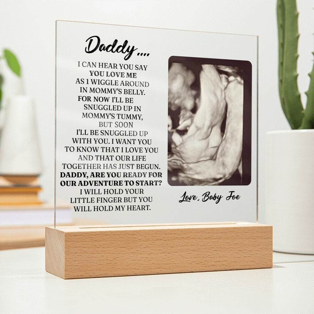 Square Acrylic Plaque First Time Dad Gift, New Dad Gift, Daddy to Be Gift, Pregnancy Gift from Bump, Pregnancy Gift, new father gift ideas