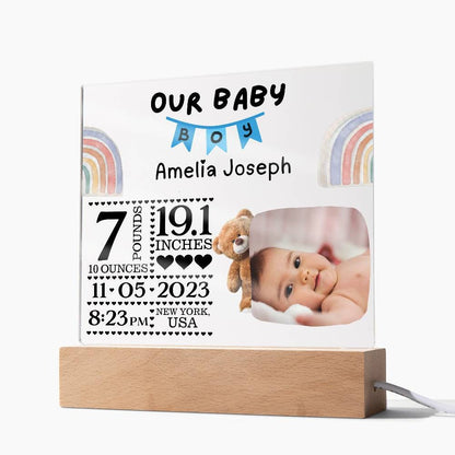 Custom New Born Baby Birth Statistics and Photo Acrylic Plaque Baby – view 6