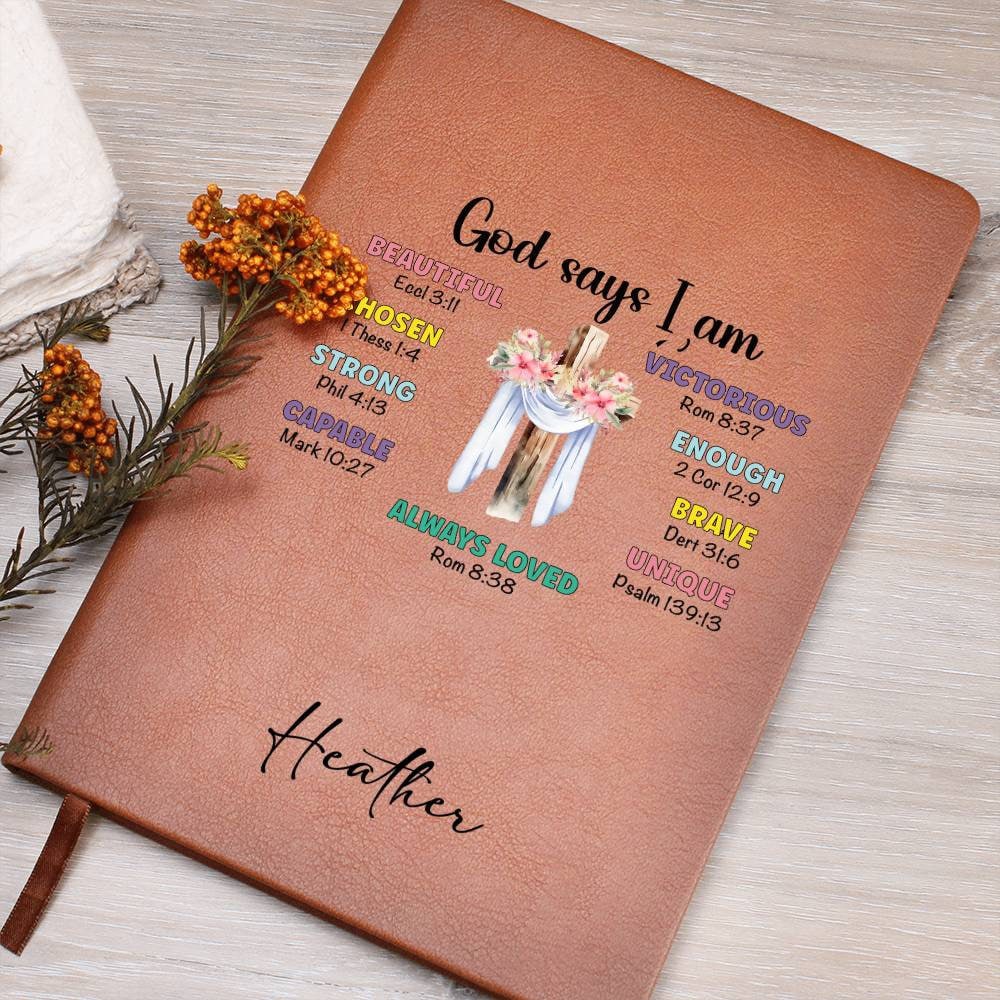 Personalized Prayer Journal For Women, Positive Affirmations Journal, Christian Gift Journal, God Says You Are, Religious Gift for Girls