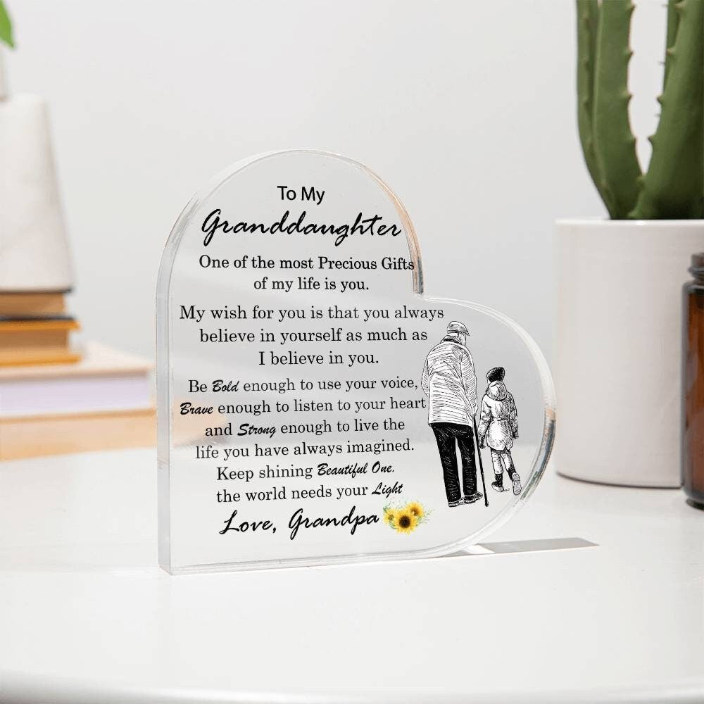 Granddaughter Acrylic Plaque, Granddaughter Birthday Gift ideas Gift for Granddaughter from Grandpa, Granddaughter Christmas Gift,