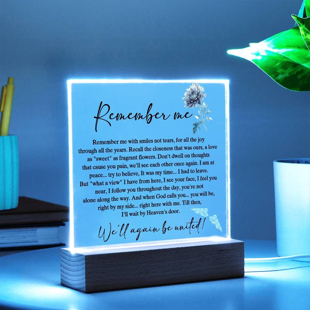 Remember me memorial plaque, sympathy gift, bereavement gift, in memory of, memorial, condolences gift, memorial keepsake, loss of loved one