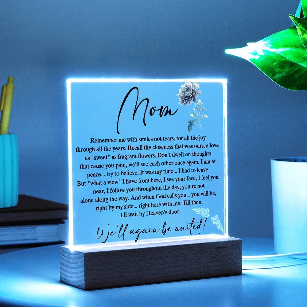 Heartfelt Memorial plaque and Gifts for Loss of Mom - In Memory of Mother in Heaven - Sympathy and Remembrance Gifts for Mom Memorial