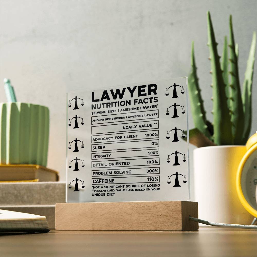 Funny lawyer desk plaque Lawyer Nutrition facts – gift for lawyer – view 3
