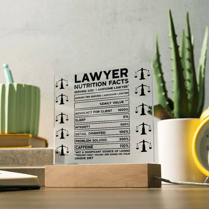 Funny lawyer desk plaque Lawyer Nutrition facts – gift for lawyer – view 3