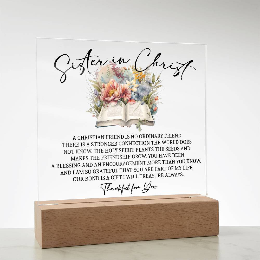 Sister in Christ Christian Friendship Acrylic Plaque, Christmas gift Thankful for You Christian Sister Gift Christian Mentor Gift