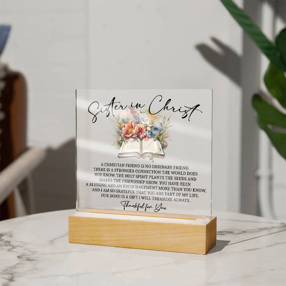 Sister in Christ Christian Friendship Acrylic Plaque, Christmas gift Thankful for You Christian Sister Gift Christian Mentor Gift